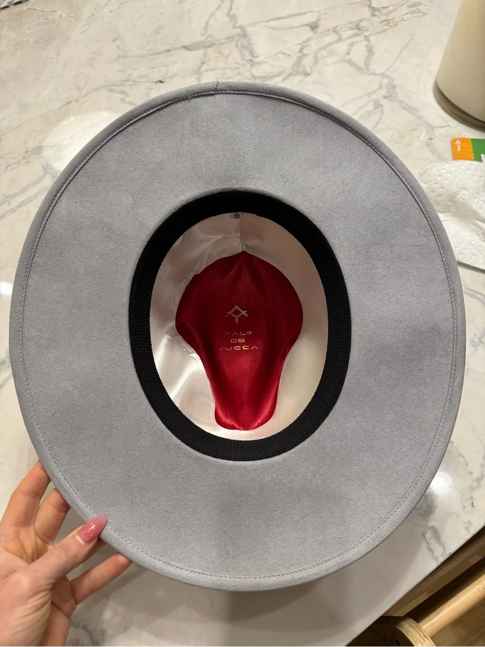 Palo de Yucca light Gray Wide-Brim Fedora with Embroidered Black Band
